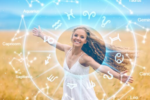 Astrology, twelve zodiac signs and beautiful woman